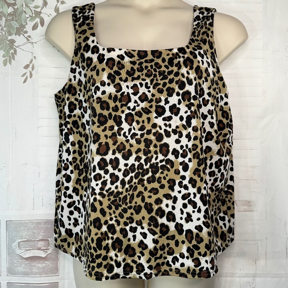 VTG. 4U Spiegel Womens Animal Print Cami Tank Top Shirt Plus Sz. 2X USED - Picture 1 of 8